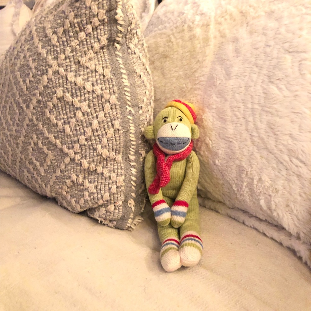 Seasons of Cannon Falls green sock Monkey 14 “  Hands Plush toy